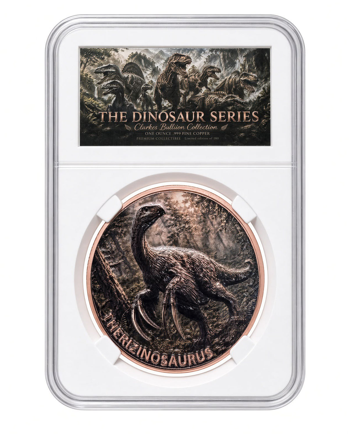 1oz Therizinosaurus Copper Round | Dinosaur Series Collection #2 | Limited Edition Clarke's Bullion