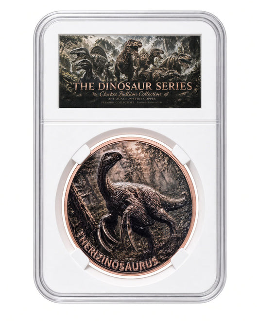 1oz Therizinosaurus Copper Round | Dinosaur Series Collection #2 | Limited Edition Clarke's Bullion