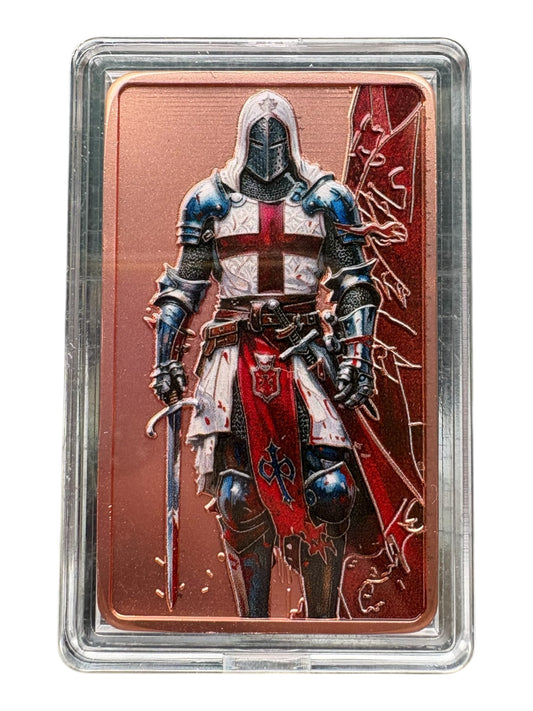 1oz Copper St George's Knight Bullion Bar .999 Fine Copper Collectible