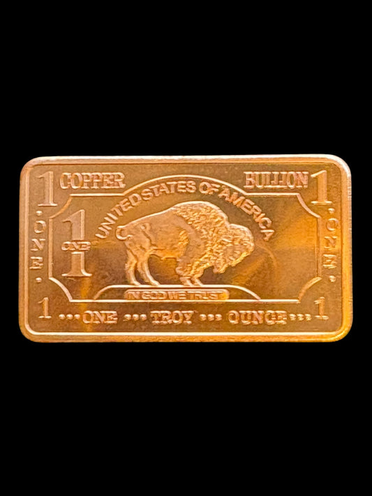 Clarke’s Bullion 1oz Buffalo Bar – .999 Copper Collectible