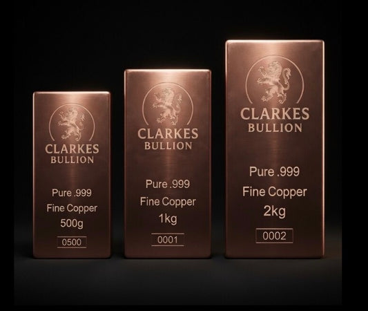 Clarke’s Bullion Full Bar Collection – 500g, 1kg & 2kg Copper Bars (Limited Production Series)