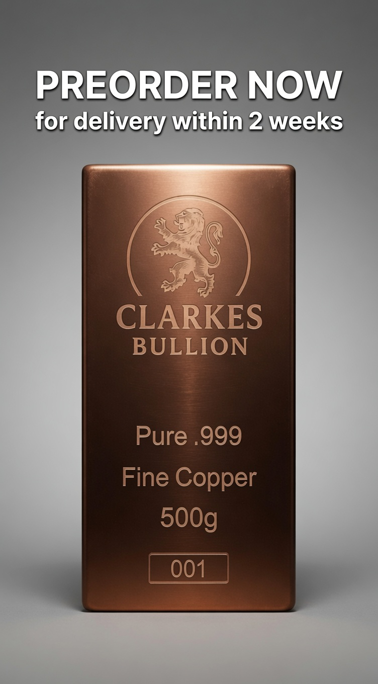 PRE ORDER - 500g Clarkes Bullion Copper Bar